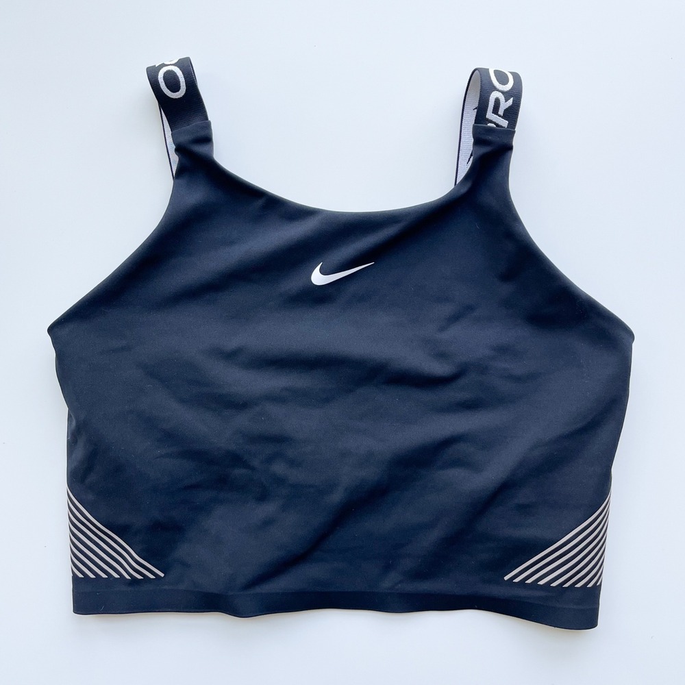 Nike Pro Dri-Fit Shelf Bra Cropped Tank Top Size XS Black - Picture 2 of 11